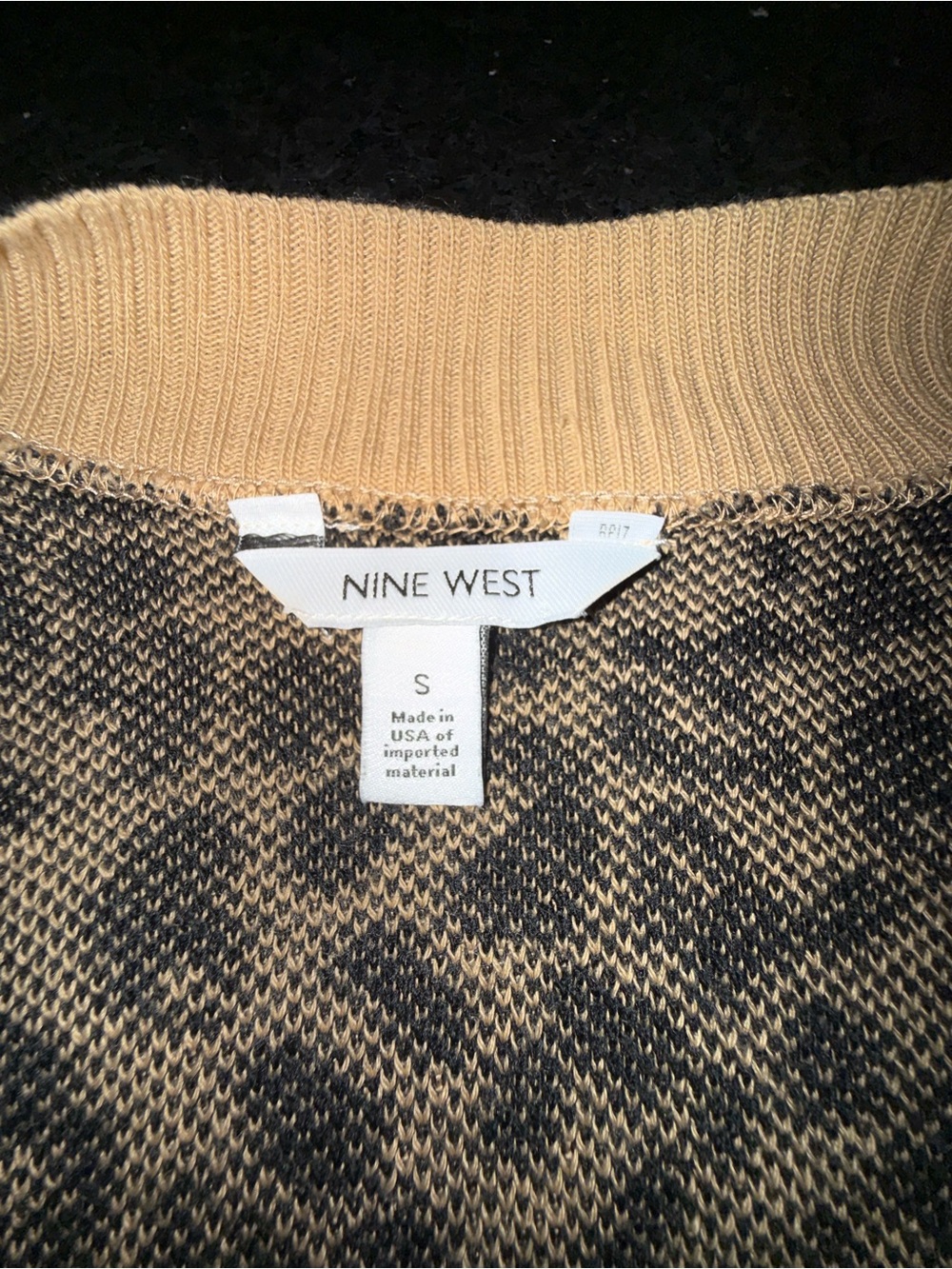 UEC Nine West Leopard Print Open-Front Cardigan in Camel & Black SZ SMALL - Picture 9 of 11